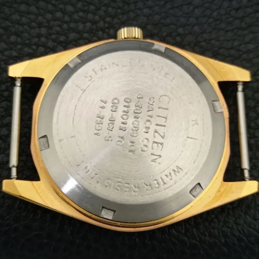 Vintage 1978 Citizen Automatic Mens Gold Watch W/daydate & Red accents